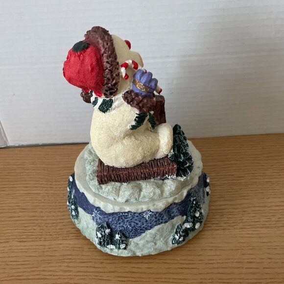 Vtg Sledding Snowman Music Box Figurine Wind Up Plays Frosty the Snowman VIDEO - Picture 5 of 11